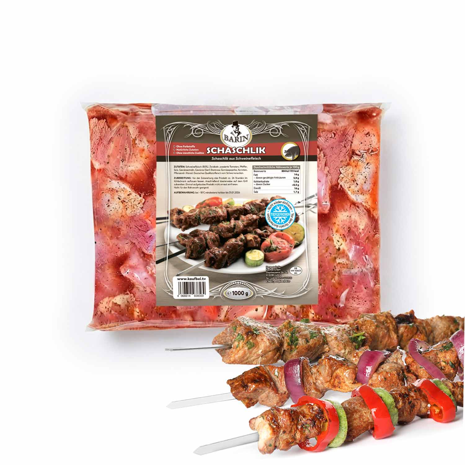 BARIN Schaschlik - marinierter Schweinenacken (1000g je Packung)