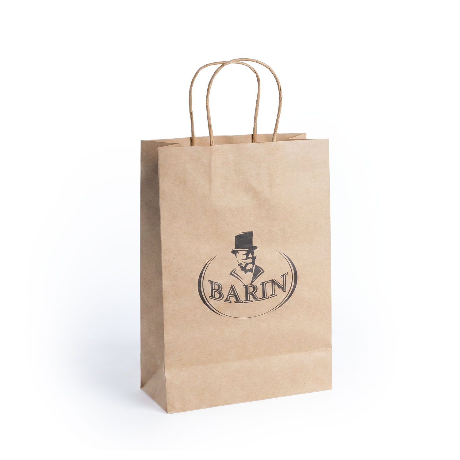 BARIN Kraftpapier-Tragetasche mit Logo – stabile Geschenktüte im Naturlook