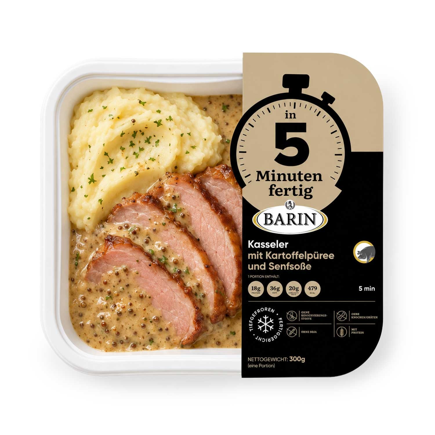BARIN in 5 Minuten fertig Kasseler mit Kartoffelpüree und Senfsoße, 300 g