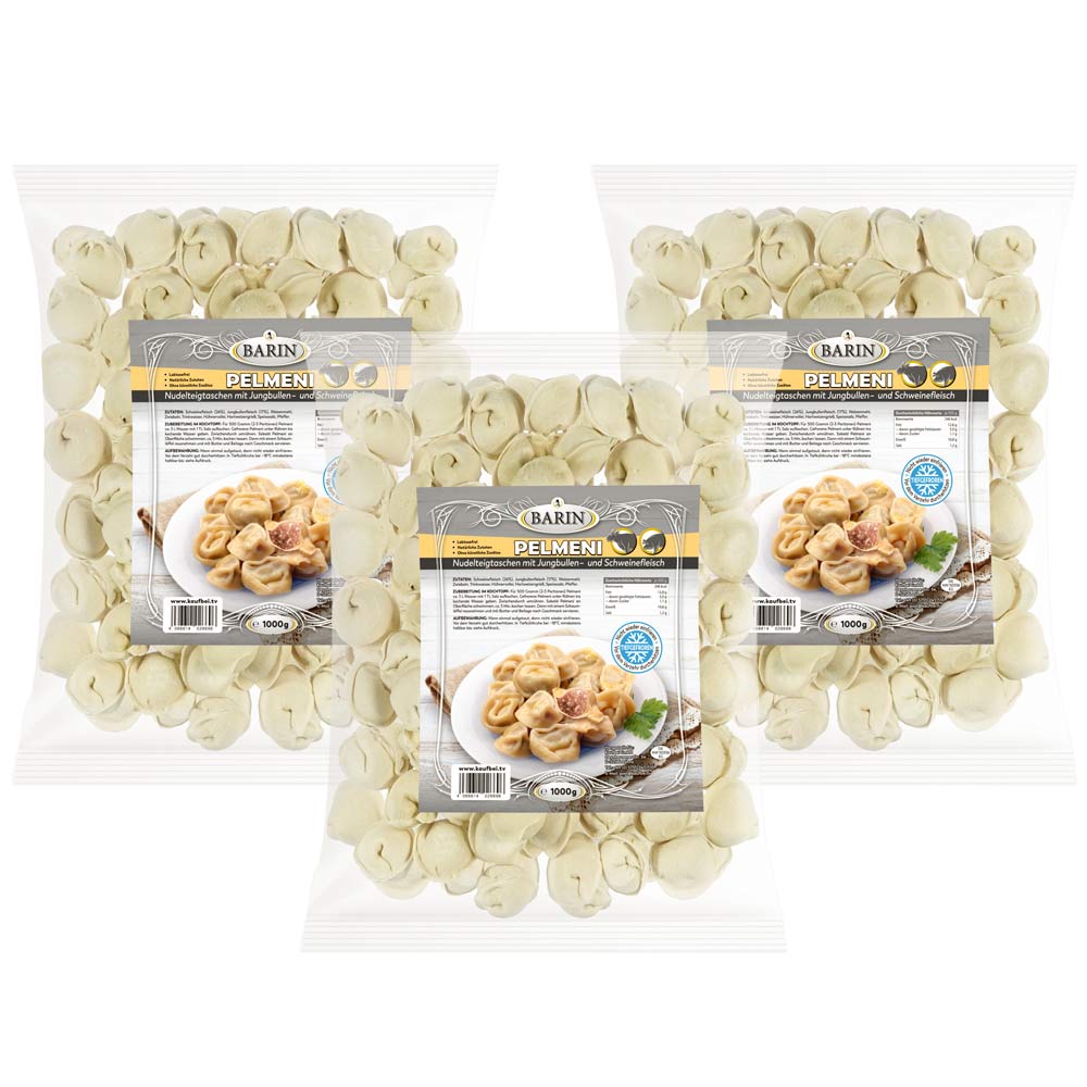 BARIN-Set: 3x PELMENI Elita - Nudelteigtaschen mit Schweine- und Jungbullenfleisch, 3kg