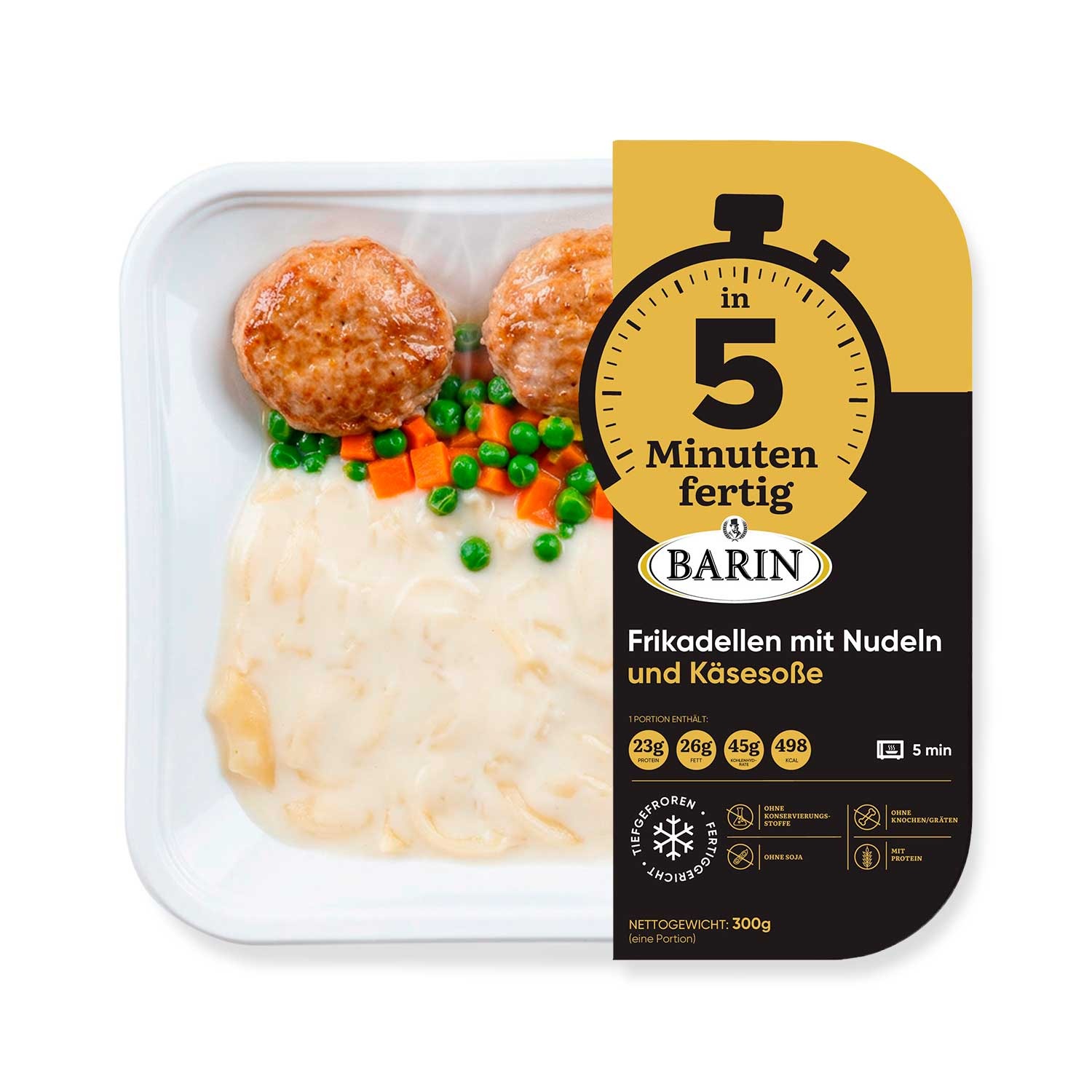 BARIN in 5 Minuten fertig Frikadellen mit Nudeln und Käsesoße, 300 g