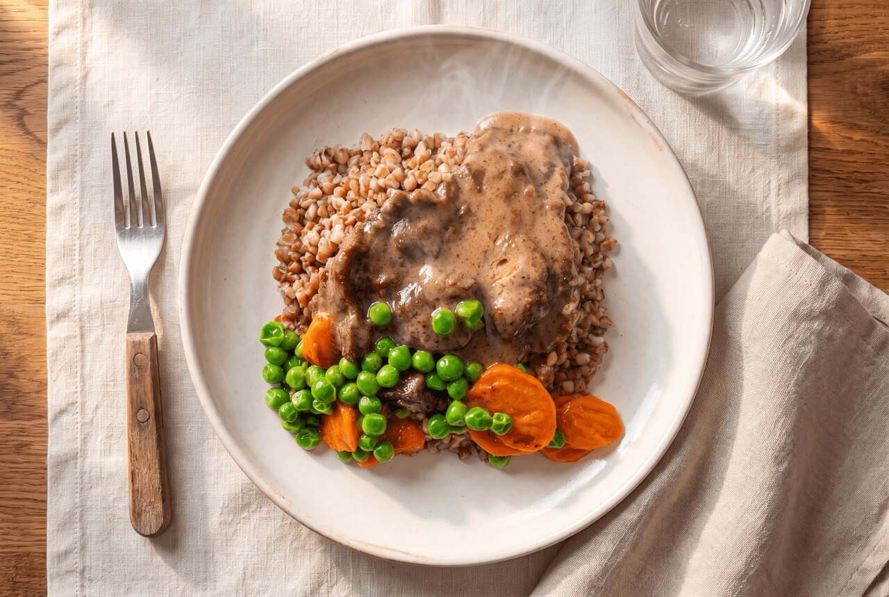 BARIN in 5 Minuten fertig Beef Stroganoff mit Buchweizen und Gemüse, 300 g