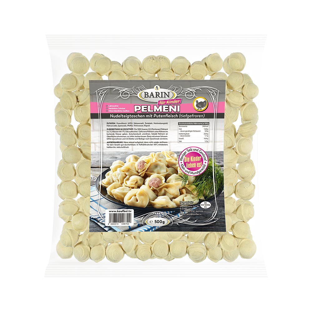 BARIN Pelmjaschi Malyshy – Kinder Pelmeni mit Putenfleisch, 500 g