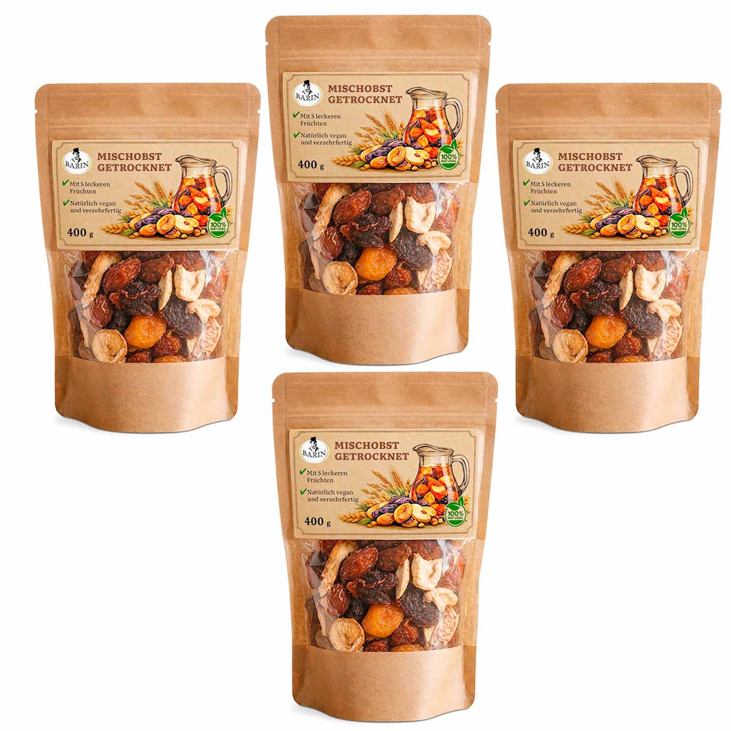 BARIN Omas Kompott aus Trockenfrüchten 3+1 Vorteilspack (4x400 g)
