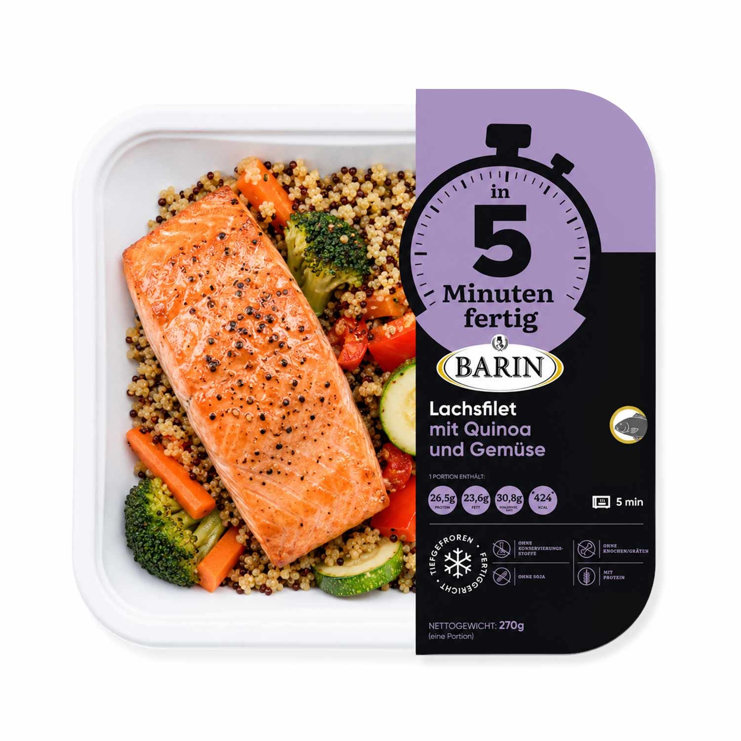 BARIN in 5 Minuten fertig Lachsfilet mit Quinoa und Gemüse, 300 g
