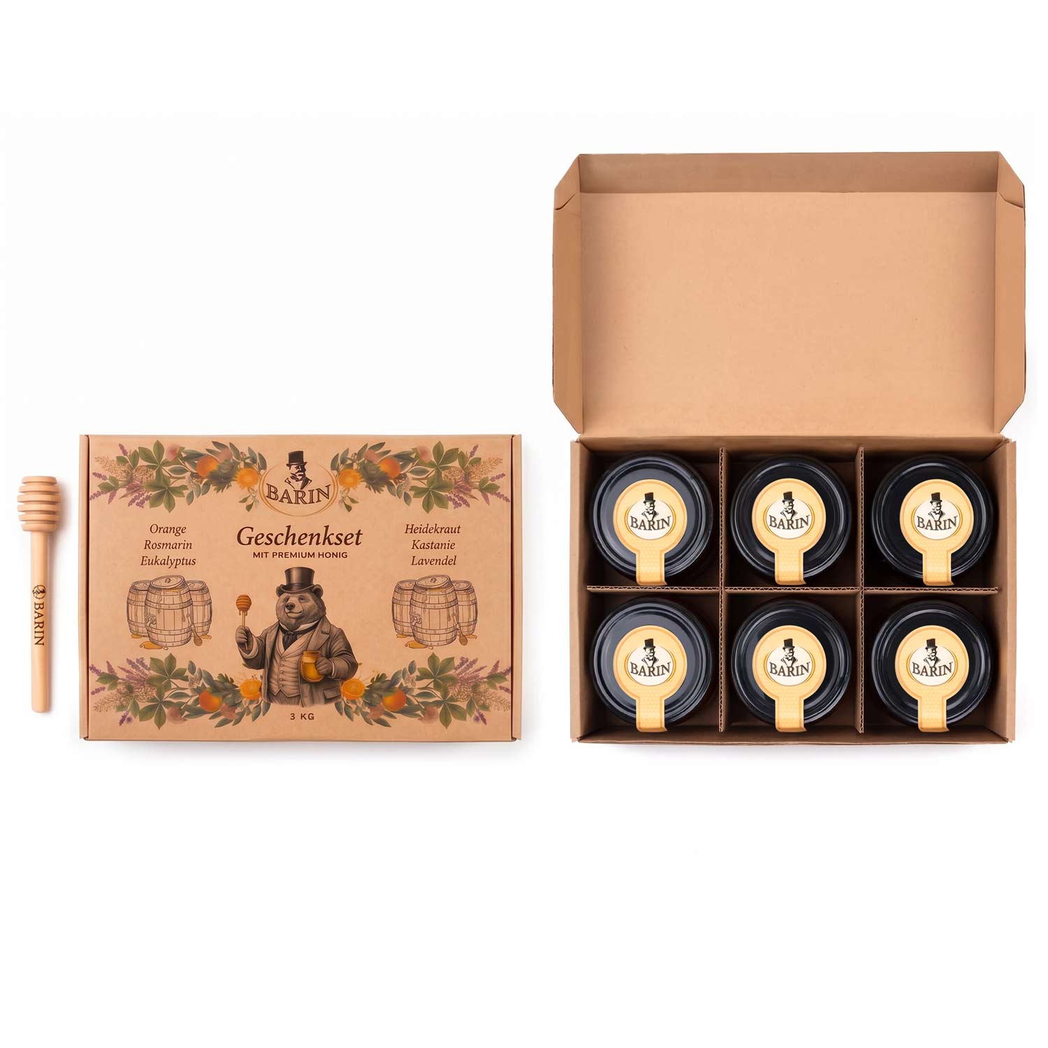 BARIN Große Honigkollektion – Geschenkset mit 6 Sorten Premium Honig (6 x 500 g)