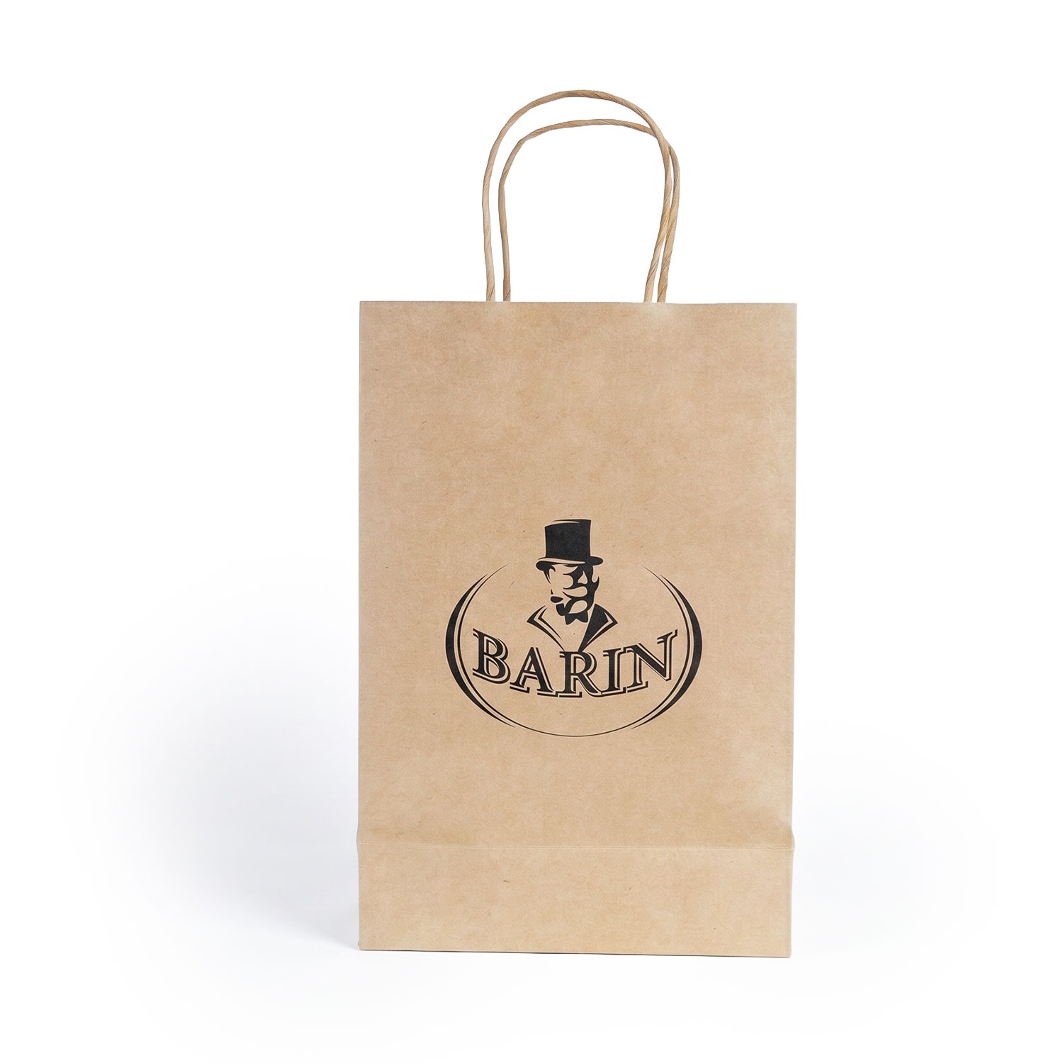 BARIN Kraftpapier-Tragetasche mit Logo – stabile Geschenktüte im Naturlook